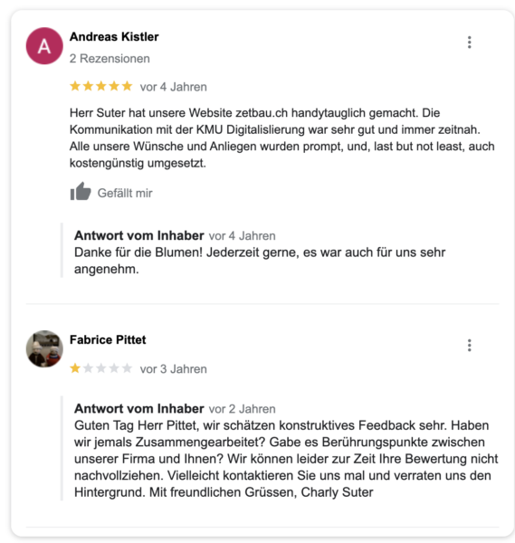 Google Reviews Bewertungen